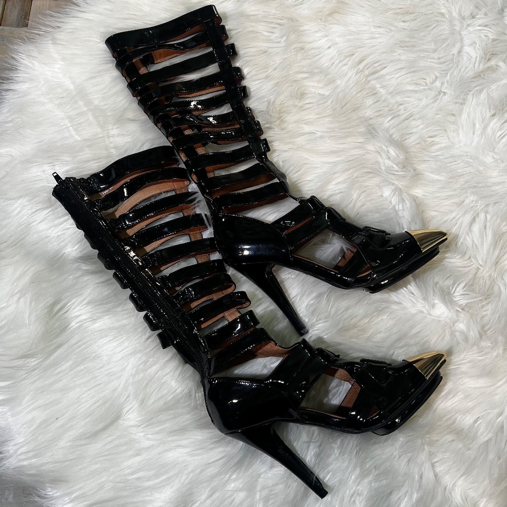 Rare [Jeffrey Campbell] Black < Don't Ask > Tall Cut Out Zip High Heel Boots | 6 - Picture 15 of 16